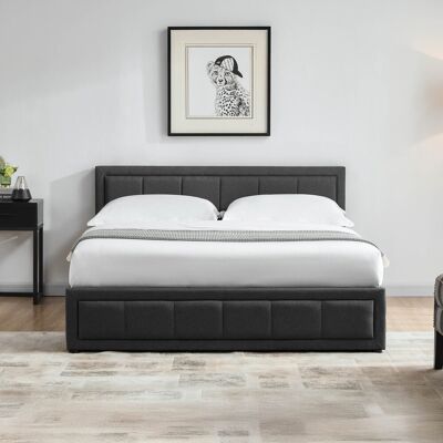 Latitude Run Ottoman Fabric Lift Up Storage Bed , UKFR Certified Dark Grey Kingsize (5') Latitude Run Ottoman Fabric Lift Up Storage Bed , UKFR Certified Dark Grey Kingsize (5')