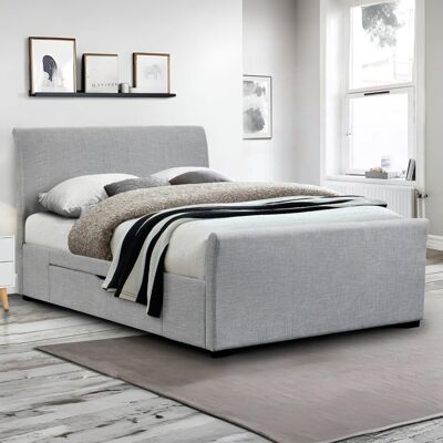 Hashtag Home Callison Upholstered Bed Frame Light Grey Kingsize (5') Hashtag Home Callison Upholstered Bed Frame Light Grey Kingsize (5')