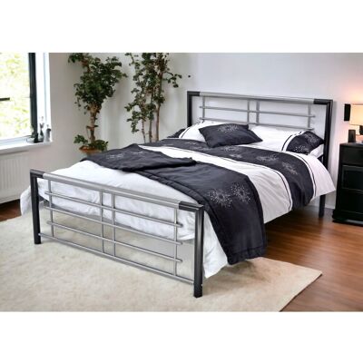 Latitude Run Kirke Bed Frame Black/Silver Double (4'6) Latitude Run Kirke Bed Frame Black/Silver Double (4'6)