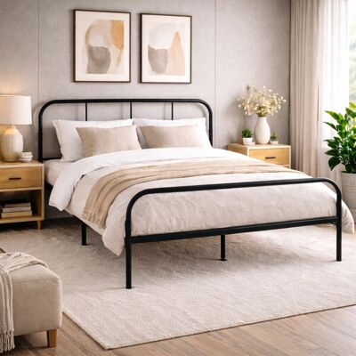 Latitude Run Charlesworth Modern Metal Bed Frame with Headboard & Centred Support Black Double (4'6) Latitude Run Charlesworth Modern Metal Bed Frame with Headboard & Centred Support Black Double (4'6)