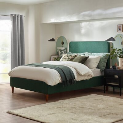 17 Stories Rozy Luxury Fabric Upholstered Bed Frame - Crisp Minimalist Design Eco Fabric Green Double (4'6) 17 Stories Rozy Luxury Fabric Upholstered Bed Frame - Crisp Minimalist Design Eco Fabric Green Double (4'6)
