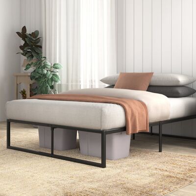 Zipcode Design Corbe Modern Metal Bed Frame with Heavy Duty Steel Slat Support Black Double (4'6) Zipcode Design Corbe Modern Metal Bed Frame with Heavy Duty Steel Slat Support Black Double (4'6)