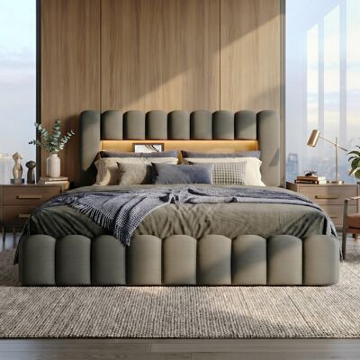 17 Stories Linen Upholstered Ottoman Bed With Charging Station (USB/Type-C) & Smart LED Storage Headboard, Bubble Cloud Bed Frame in Grey/Beige (EU Double/King 1 Grey European Kingsize (160 x 200 cm) 17 Stories Linen Upholstered Ottoman Bed With Charging Station (USB/Type-C) & Smart LED Storage Headboard, Bubble Cloud Bed Frame in Grey/Beige (EU Double/King 1 Grey European Kingsize (160 x 200 cm)