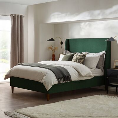 17 Stories Halla Luxury Fabric Upholstered Bed Frame - Eco Recycled Material, Sleek Modern Design Green Double (4'6) 17 Stories Halla Luxury Fabric Upholstered Bed Frame - Eco Recycled Material, Sleek Modern Design Green Double (4'6)