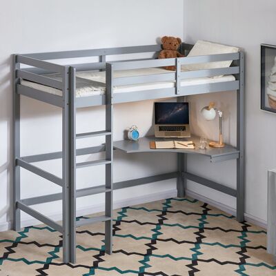 Latitude Run Muskoka Single (3') Bed Frames High Sleeper Loft Bed with Built-in-Desk Grey Latitude Run Muskoka Single (3') Bed Frames High Sleeper Loft Bed with Built-in-Desk Grey
