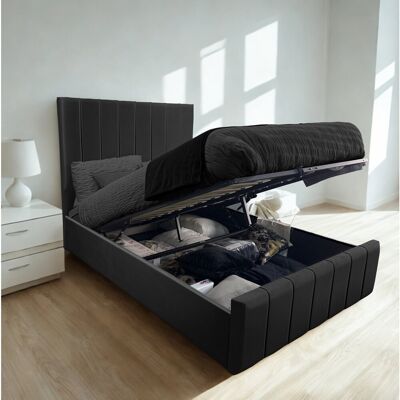 Canora Grey Upholstered Ottoman Storage Bed with Lift-Up Design Black Kingsize (5') Canora Grey Upholstered Ottoman Storage Bed with Lift-Up Design Black Kingsize (5')