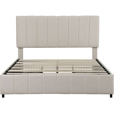 Latitude Run Andros Upholstered Double (4'6) Bed Frame Beige 108cm H X 143cm W X 196cm L Latitude Run Andros Upholstered Double (4'6) Bed Frame Beige 108cm H X 143cm W X 196cm L