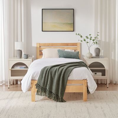 ClassicLiving Aichele Classic Solid Wood Bed Frame - Simple Scandi Design, Modern Home Natural Oak 90cm H X 97cm W X 196cm L ClassicLiving Aichele Classic Solid Wood Bed Frame - Simple Scandi Design, Modern Home Natural Oak 90cm H X 97cm W X 196cm L