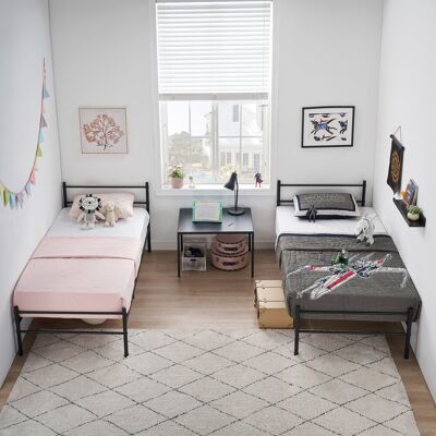 Latitude Run Metal Bed Frame Single Black 81cm H X 92cm W X 197cm L Latitude Run Metal Bed Frame Single Black 81cm H X 92cm W X 197cm L