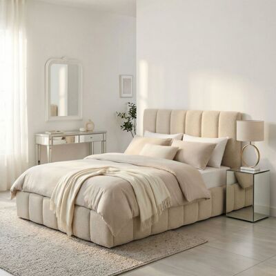 Ebern Designs Rudasill Upholstered Ottoman Storage Bed Frame - Vertically Stitched Contemporary Headboard Beige Boucle King Ebern Designs Rudasill Upholstered Ottoman Storage Bed Frame - Vertically Stitched Contemporary Headboard Beige Boucle King