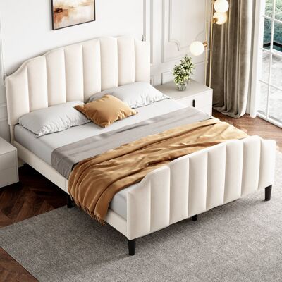 17 Stories 4Ft6 Double Upholstered Bed Frame With Adjustable Chic Channel-Tufted Headboard Beige 111.5cm H X 135cm W X 198cm L 17 Stories 4Ft6 Double Upholstered Bed Frame With Adjustable Chic Channel-Tufted Headboard Beige 111.5cm H X 135cm W X 198cm L