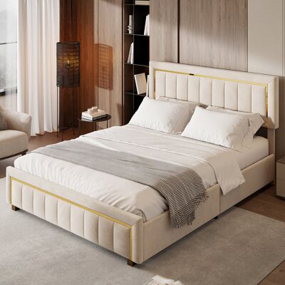Fairmont Park Upholstered Ottoman Storage Bed Beige European Double (140 x 200 cm) Fairmont Park Upholstered Ottoman Storage Bed Beige European Double (140 x 200 cm)