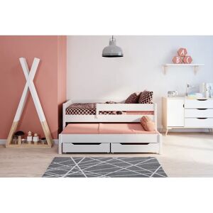 Mack + Milo Aradhya Mate's & Captain's Bed with Trundle brown/white 74.0 H x 90.0 W x 200.0 D cm