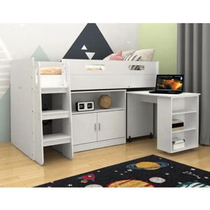 Isabelle & Max Isenberg Single (3') Youth Beds Mid Sleeper Loft Bed Bed with Built-in-Desk white 120.0 H x 98.6 W x 195.0 D cm