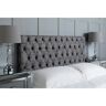 Lark Manor Remus Chesterfield Upholstered Headboard, Abstract Linen Designer Fabric, Made In EnglandChesterfield Upholstered Headboard, Abstract Linen Designer F gray 60.96 H x 91.44 W x 5.08 D cm