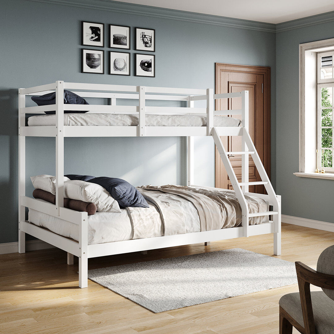 Harriet Bee Twin Standard Solid Wood Composite Bunk Bed,Available for Kid,White White 393.7cm H X 368.3cm W X 508cm L
