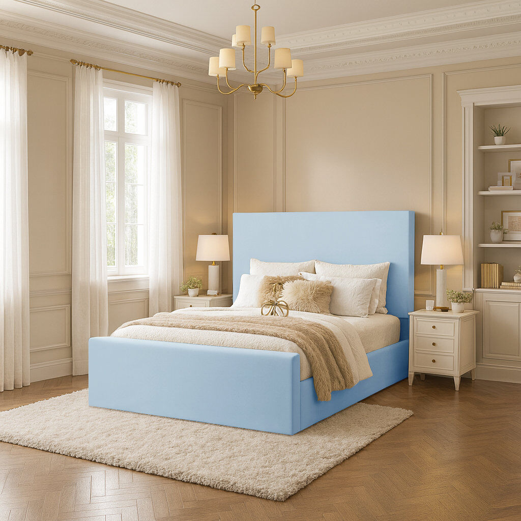 Latitude Run Amed Storage Bed Sky Blue Super King (6')