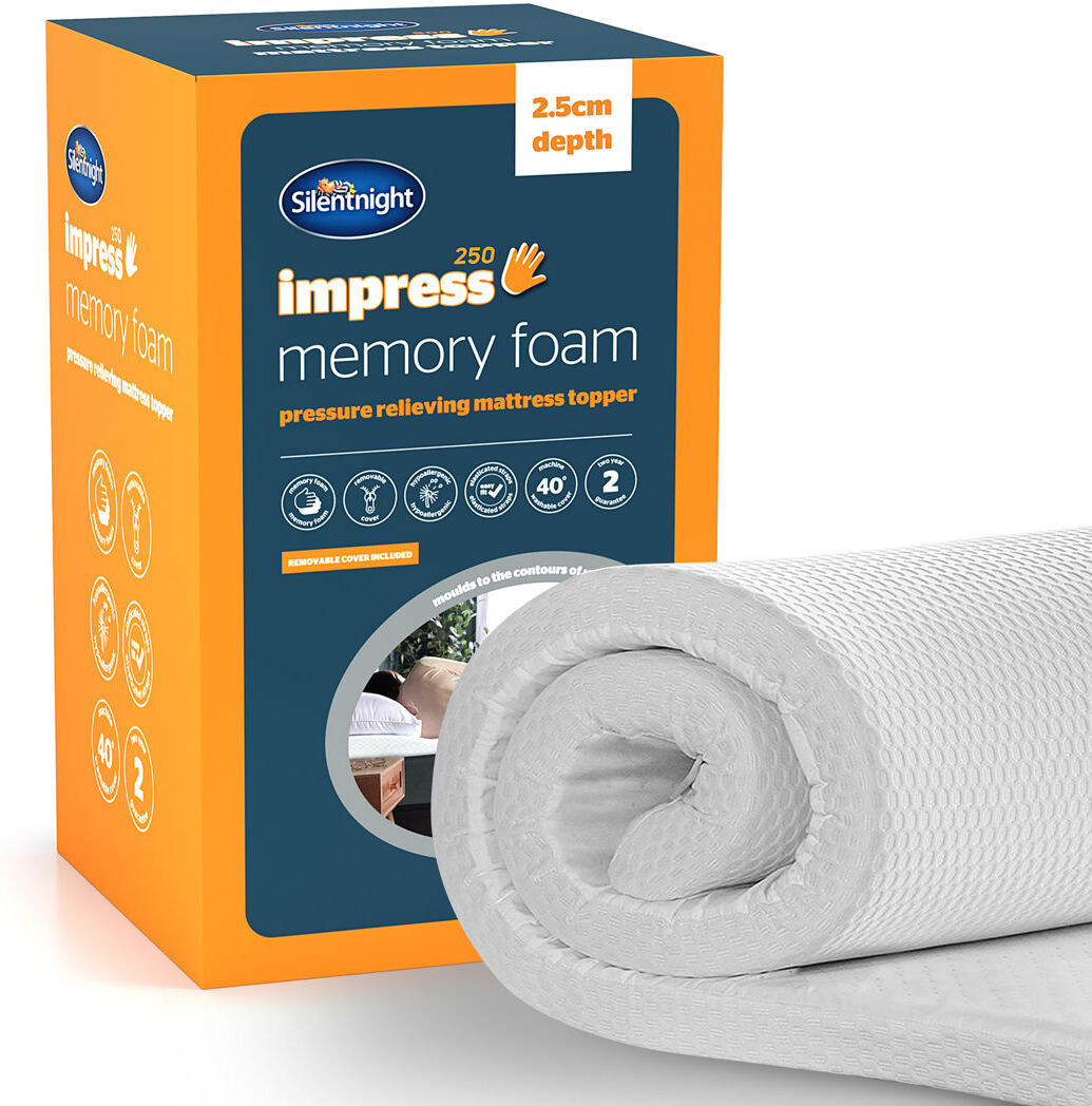 Silentnight Impress 2.5cm Memory Foam Mattress Topper White King (5')