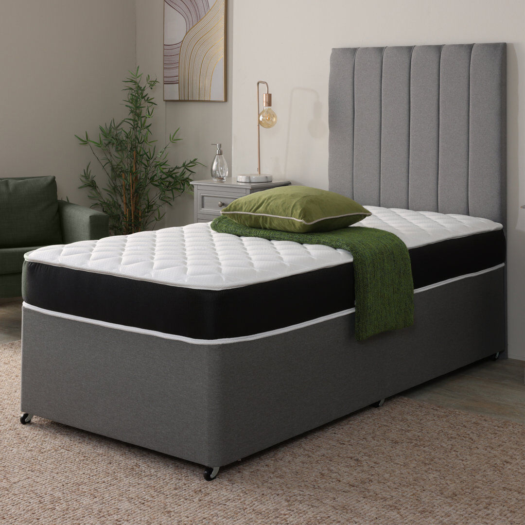 Symple Stuff Blizzard Black Border Quilted Hypoallergenic Memory Sprung Mattress Single (3')