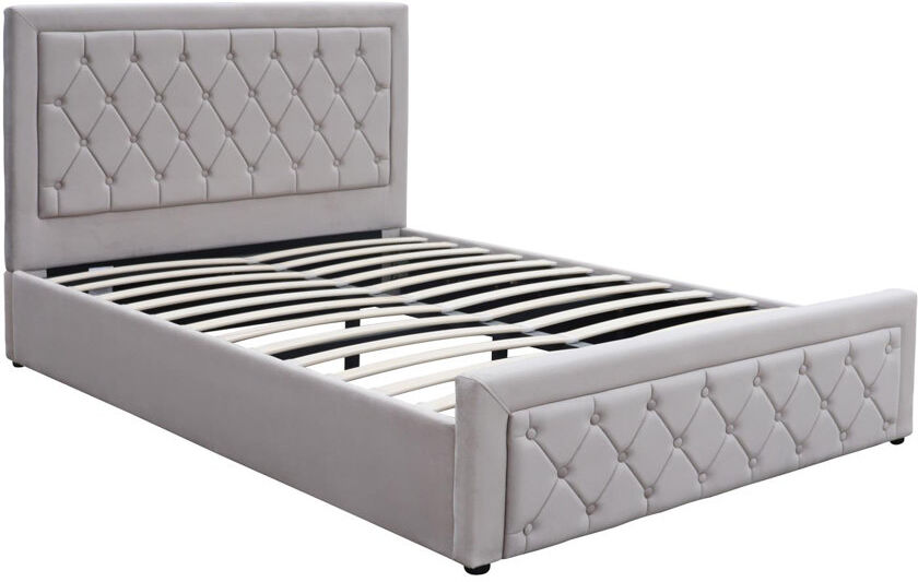 Fairmont Park Ottoman Storage Gaslift Bed Grey Velvet Bedroom Furniture Grey Small Double (109 x 128cm)