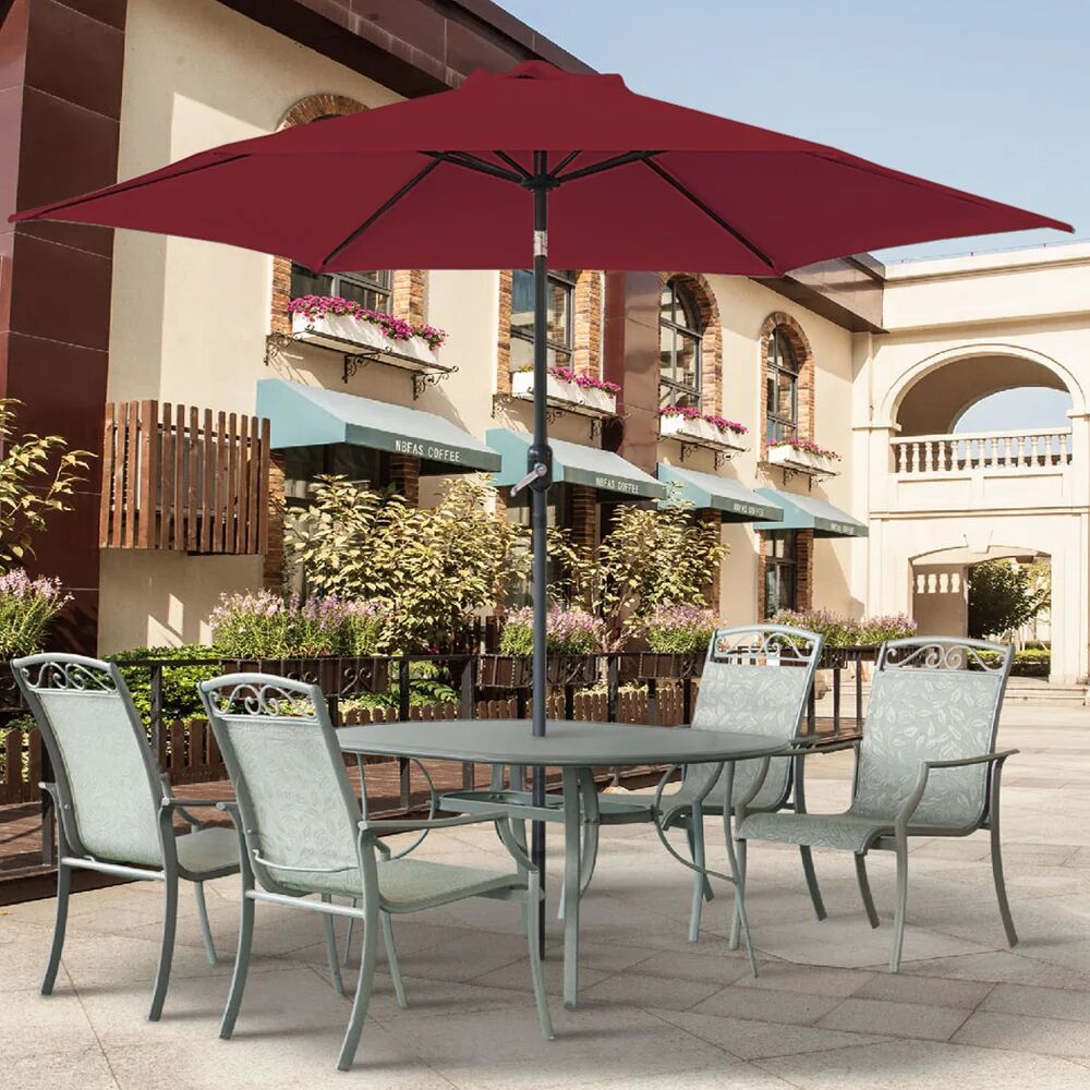 Freeport Park Quiroz 2.5m Traditional Parasol Wine Red 220.0 H cm