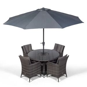 Dakota Fields Karcher 4 Seater Dining Set with Cushions and Parasol gray