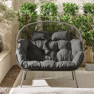 World Menagerie Kouts Cosy Rattan Weave Double Egg Chair Garden With Cushion - Contemporary Modern Design Grey 347.98cm H X 368.3cm W X 213.36cm L