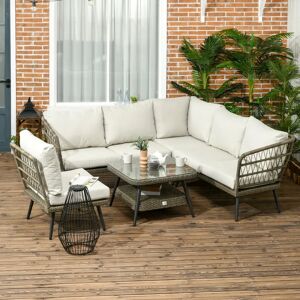 Outsunny Rattan Sofa Set gray 75.0 H x 133.0 W x 72.0 D cm