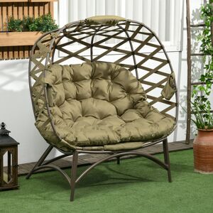 World Menagerie Trapeza Double Egg Chair with Stand Khaki 142cm H X 75cm W X 126cm L
