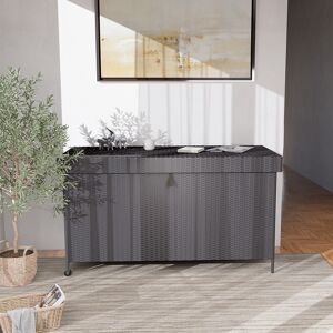 Blue Elephant Grand Patio 643.5L Wicker Deck Box with Wheels Black 84.5cm H X 153.55cm W X 69cm D