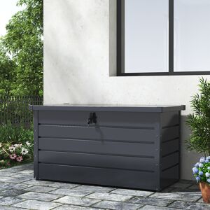 Garden Sanctuary 114cm W 350L Metal Lockable Deck Box Black 60cm H X 114cm W X 53cm D