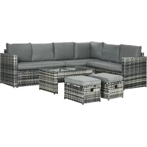 Wayfair Samples Lewayne Rattan Wicker 8 - Person Seating Group with Cushions gray 69.0 H x 118.0 W x 61.0 D cm