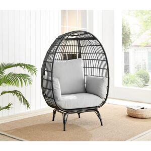 Bloomsbury Market Coffeyville Cosy Rattan Weave Egg Chair Garden With Cushion - Contemporary Modern Design Black 107.5cm W X 84cm D