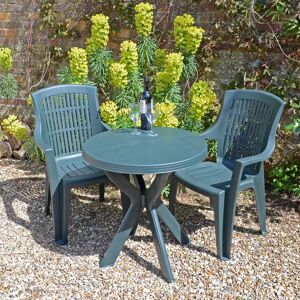 Ebern Designs Tivoli Bistro Table with 2 Chairs Garden Set green