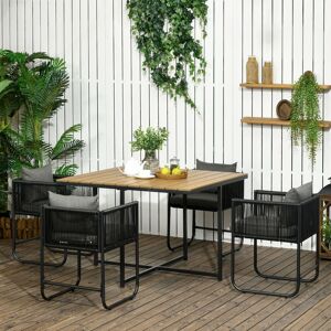 Latitude Run Leatha Square 5 - Piece 4 - Person 110Cm L Outdoor Table Set Brown 4