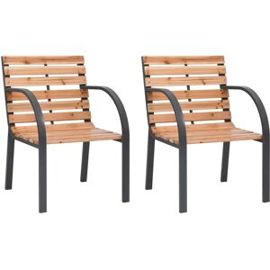 Vidaxl Garden Chairs 2 Pcs Solid Wood Fir brown 73.0 H x 56.0 W x 53.0 D cm