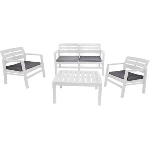 Dakota Fields Outdoor Lounge Set Massa, Garden Set With 2 Armchairs, 1 Sofa And 1 Coffee Table gray/white