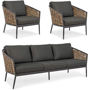 17 Stories Hayti Polyethylene (PE) Wicker 5 - Person Seating Group with Cushions black 207.0 H x 208.0 W x 84.0 D cm