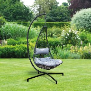 Bloomsbury Market Lisabeth Garden Swing Chair with Stand black 202.0 H x 100.0 W x 92.0 D cm