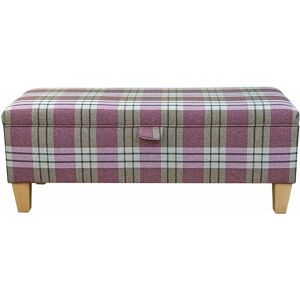 Beaumont 100cm Pink Tartan Storage Bench black/brown/indigo/pink 45.0 H x 101.0 W x 40.0 D cm