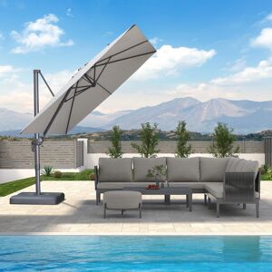 Blue Elephant Rishaw 2.5m Square Cantilever Parasol Light Grey 254.8cm H X 249.9cm W X 274.3cm D