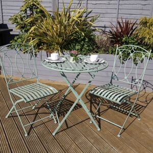 Fleur De Lis Living Wrought Iron Bistro Set - Sage Green Sage green 2