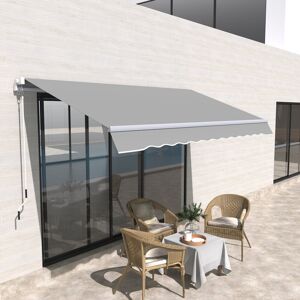 Dakota Fields 4m W x 3m D Retractable Patio Awning Grey 150cm H X 395cm W X 250cm D