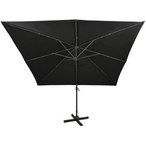 Freeport Park Lucca 3m Square Cantilever Parasol with Lights Black 258cm H X 300cm W X 300cm D