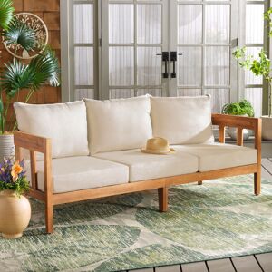 Latitude Run Owen Solid Teak Wood Outdoor Sofa Beige 63.5cm H X 189.4cm W X 75.4cm D