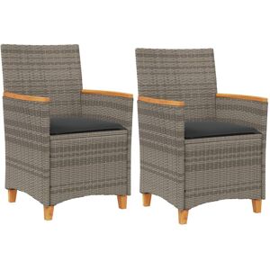 Marlow Home Co. Garden Chairs with Cushions Patio Seat Poly Rattan and Solid Wood Grey/Dark Grey 90cm H X 59cm W X 61cm D