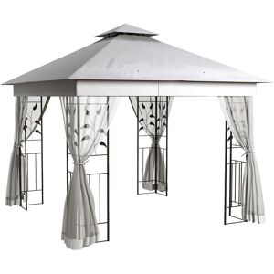 Outsunny 3m x 3m Steel Patio Gazebo Light Grey;Grey 300cm W X 300cm D X 280cm H