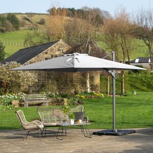 Freeport Park Batson 3.5m x 2.6m Rectangular Cantilever Parasol Light Grey/Black 252cm H X 350cm W X 260cm D