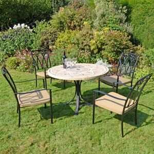 Dakota Fields Montpellier Mosaic Dining Table with 4 ASCOT Chairs Garden Set Brown;Beige 4