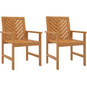 Ebern Designs Garden Dining Chairs 2 Pcs Solid Wood Acacia Brown 88cm H X 59cm W X 59cm D